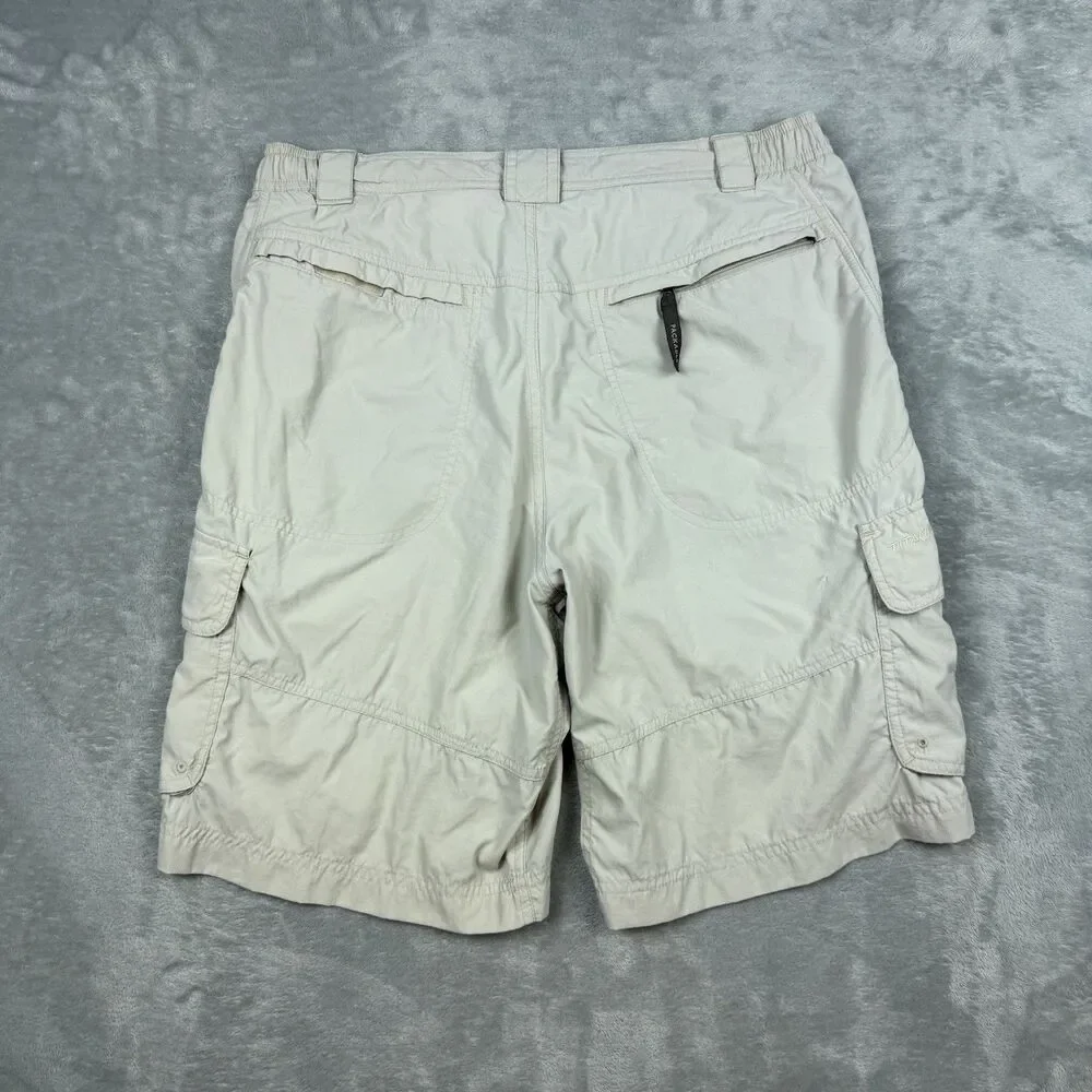 Columbia Titanium Cargo Shorts Men’s Small Beige Khaki Nylon Hiking Outdoor